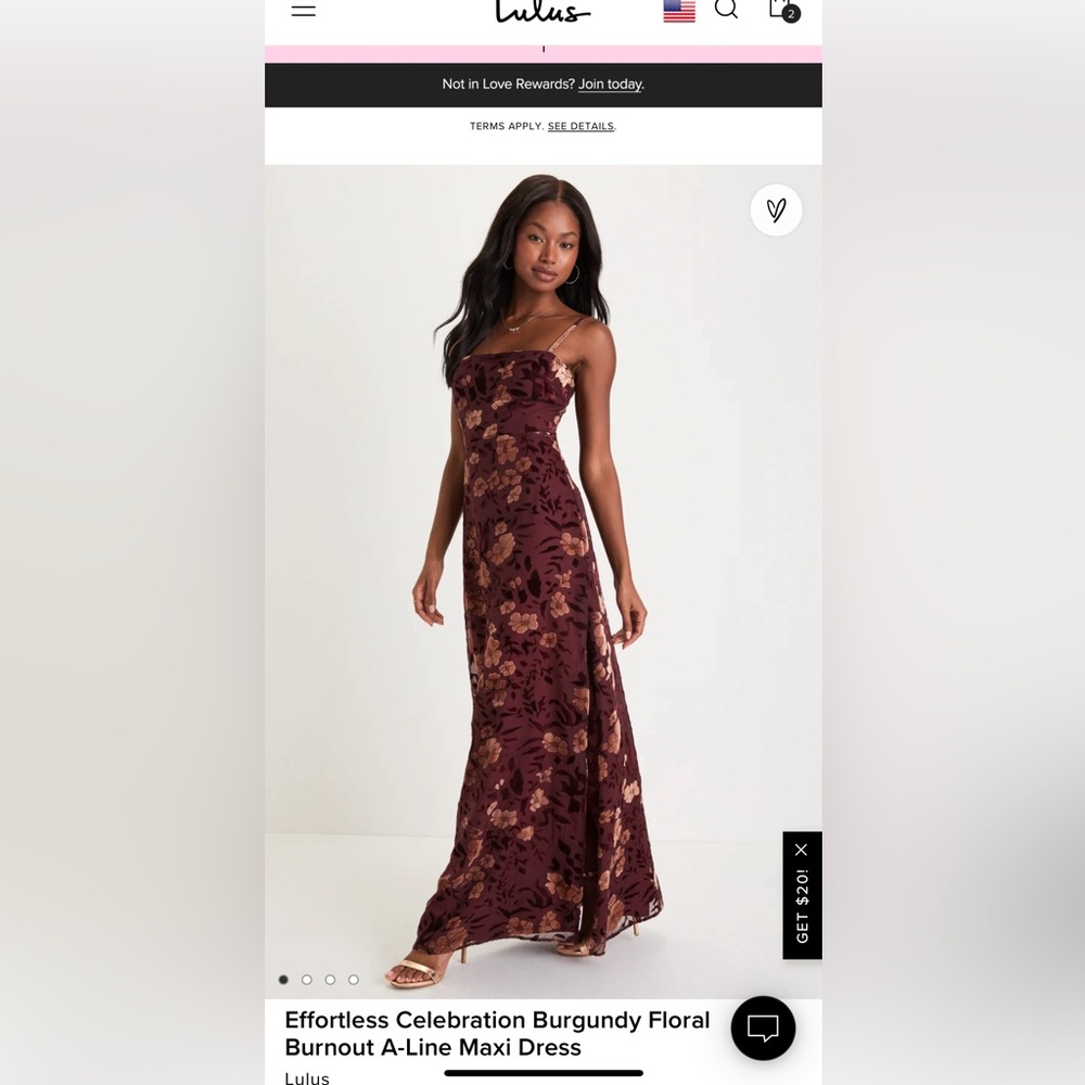 Lulus burgundy floral maxi dress